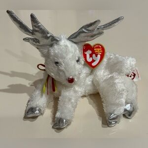 Ty Beanie Baby Sleighbelle white & silver Reindeer (2004) Christmas - NWT!